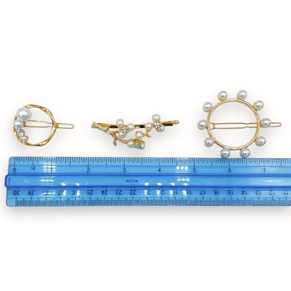 Set of 3 Pearl Hair Clips - Picture 6 of 6